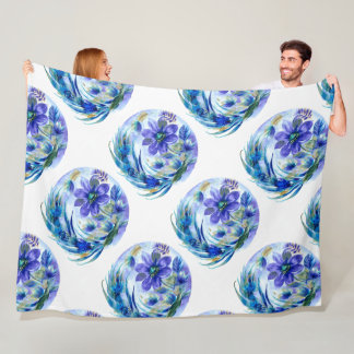 Watercolour floral swirl fleece blanket