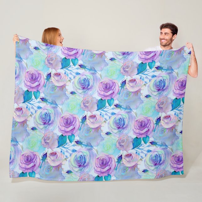 Watercolour floral swirl fleece blanket (In Situ)
