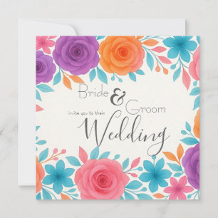 Watercolour Floral Wedding Invitation Postcard 