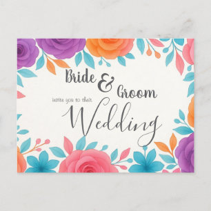 Watercolour Floral Wedding Invitation Postcard