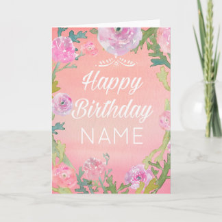 Watercolour Flower Birthday Card