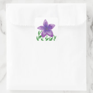 Watercolour flower lavender square sticker