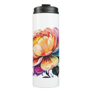 watercolour flower thermal tumbler