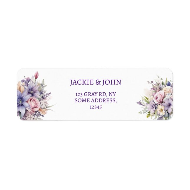 Watercolour flowers. Wedding. Return Address Label (Front)