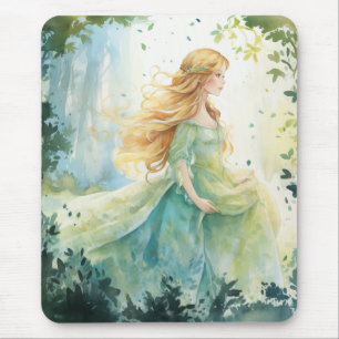 Watercolour Forest Princess Mouse Pad
