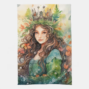 Watercolour Forest Princess Tea Towel