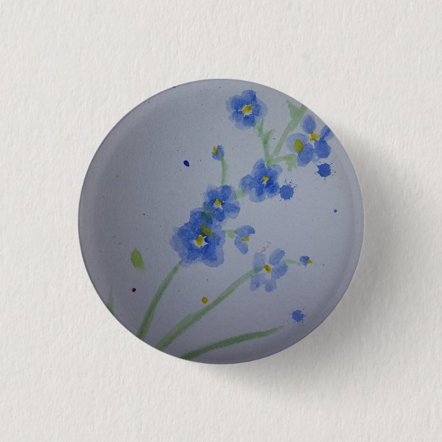 Watercolour forget-me-not badge (Front)