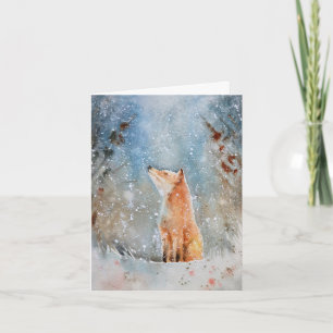 Watercolour Fox Christmas Card
