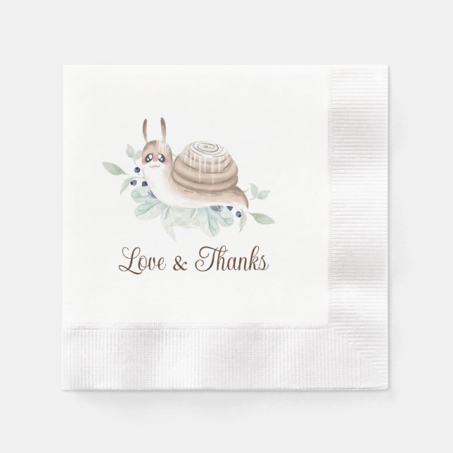 Watercolour Garden Snail Cinnamon Bun Napkin (Front)