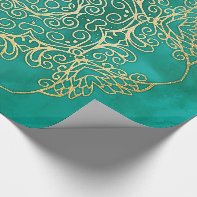 Watercolour & Gold Mandala Wrapping Paper (Corner)
