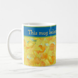 Watercolour Golden Daffodils with Blue Band Coffee Mug