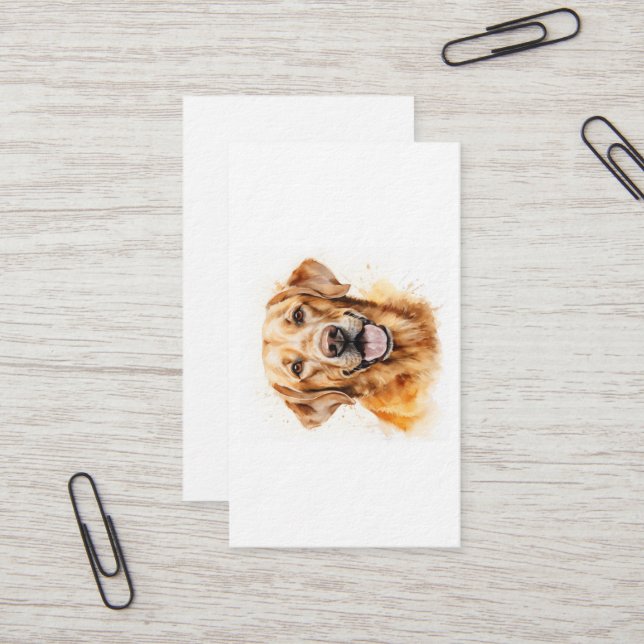 Watercolour Golden Labrador Retriever Dog Business Card (Front/Back In Situ)
