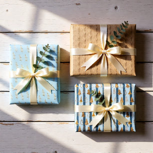 Watercolour golden winter set of 3  wrapping paper sheet