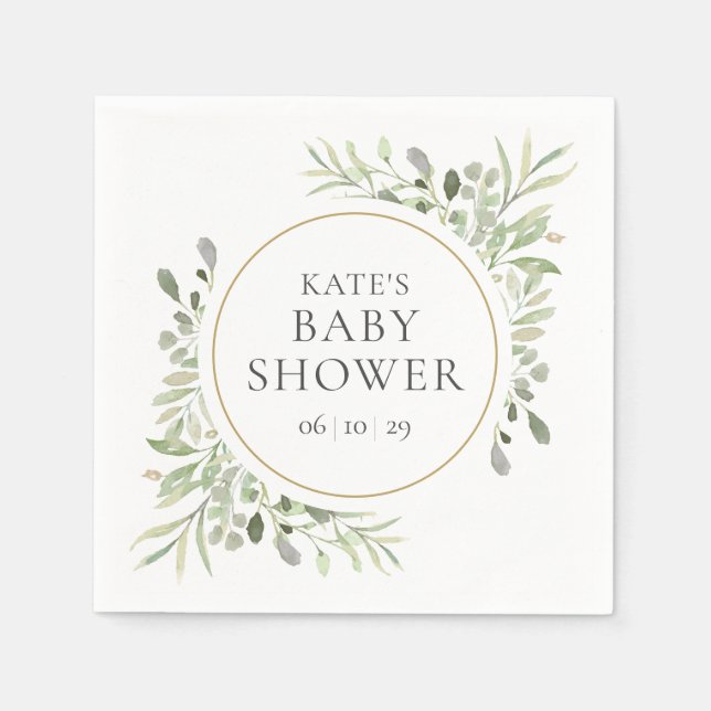 Watercolour Greenery Baby Shower/Sprinkle/Couple Napkin (Front)
