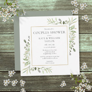 Watercolour Greenery Couples Baby Shower/Sprinkle Invitation