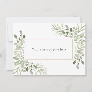Watercolour Greenery Leaves Foliage Your Message Thank You Card