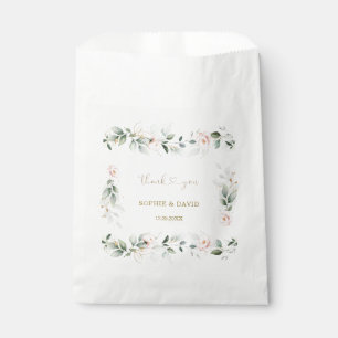 Watercolour Greenery Pink Floral Gold Wedding Favo Favour Bag