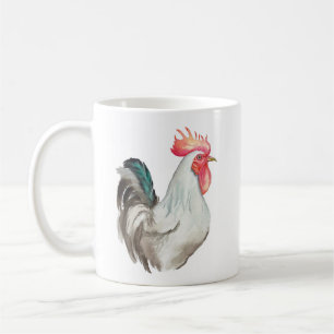 Watercolour hand drawing of a Rooster Coffee Mug