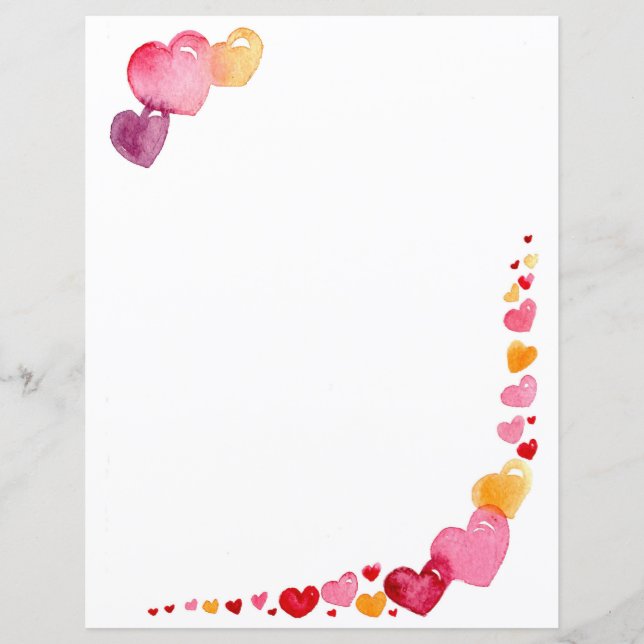 Watercolour Heart Writing Paper (Front)