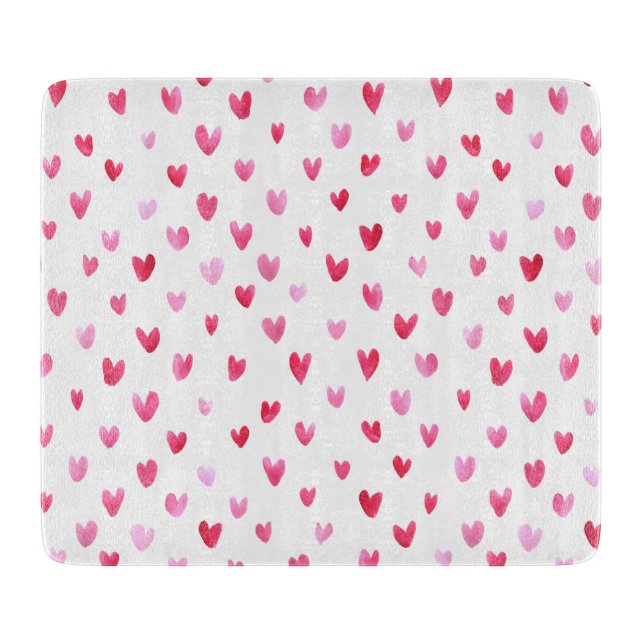 Watercolour hearts - Transparent Cutting Board (Front)
