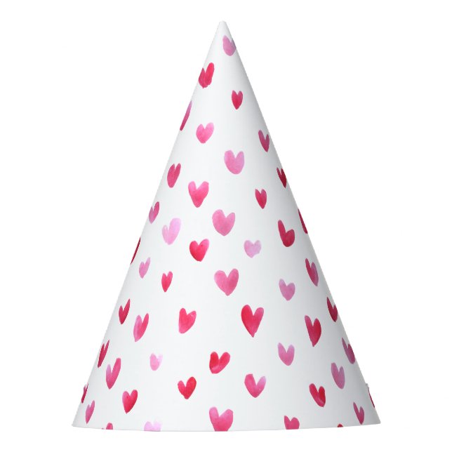 Watercolour hearts - Transparent Party Hat (Front)
