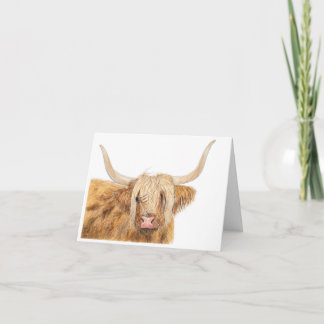 Watercolour Highland Cow Greeting Birthday Card