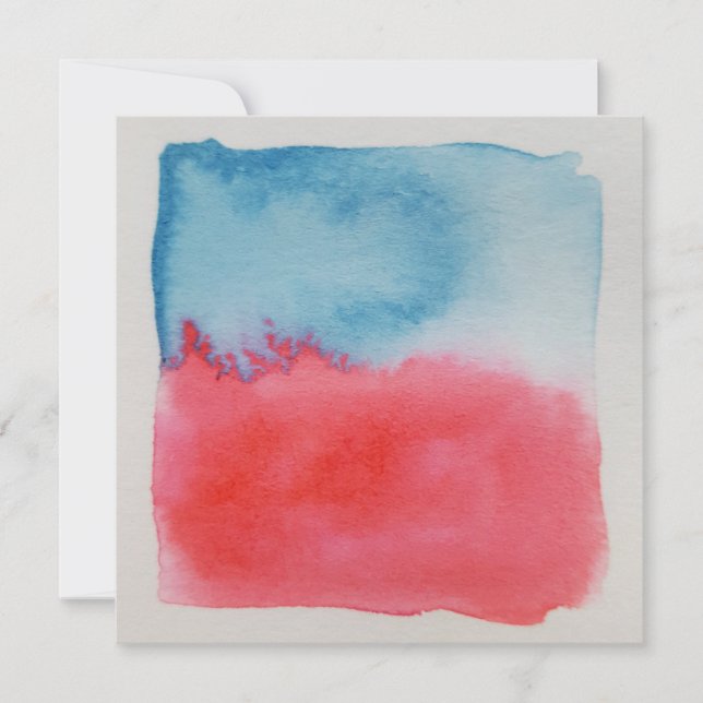 Watercolour Horizons Red Blue Customisable Card (Front)