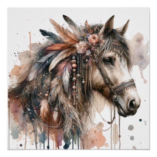 Watercolour Horse Art Poster (Front)