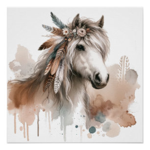 Watercolour Horse Art Poster