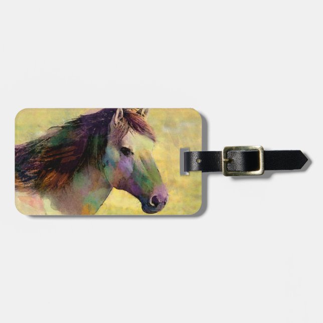 Watercolour Horse Luggage Tag (Front Horizontal)