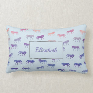 Watercolour Horses Lumbar Cushion