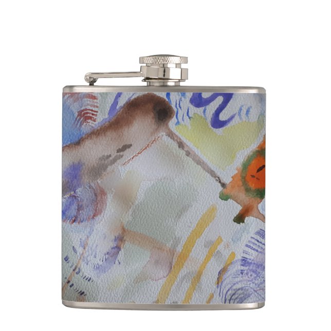 Watercolour Hummingbird Vinyl Wrapped Flask (Front)