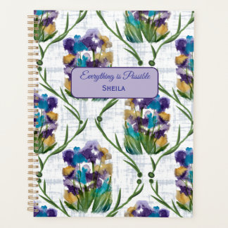 Watercolour Iris Floral Wreath Notebook Planner