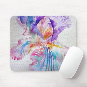 Watercolour Iris Flower Painting art irises Mouse Pad