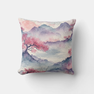 Watercolour Japanese Art Cherry Blossom Pastel Cushion