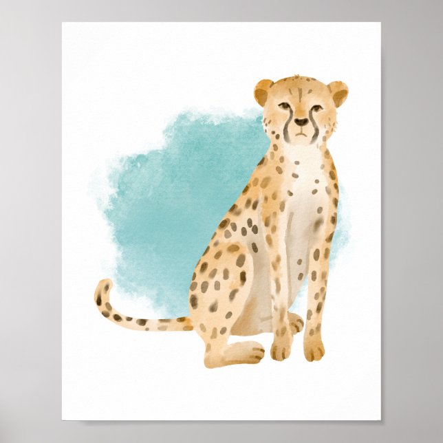 Watercolour Jungle Animal Jaguar Leopard  Poster (Front)