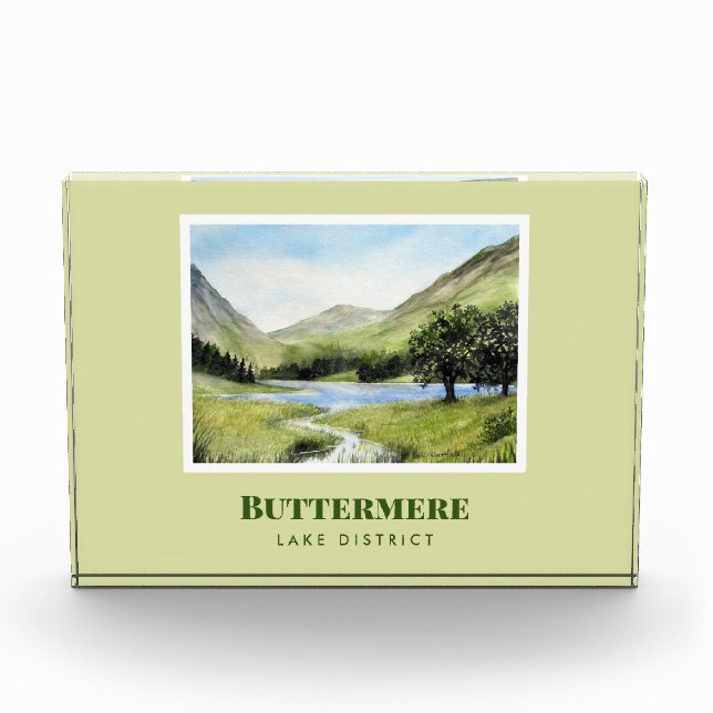 Watercolour Landscape Painting of Lake Buttermere Photo Block (Front)