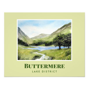 Watercolour Landscape Painting of Lake Buttermere Photo Print