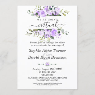 Watercolour Lavender Flowers Virtual Wedding Invitation