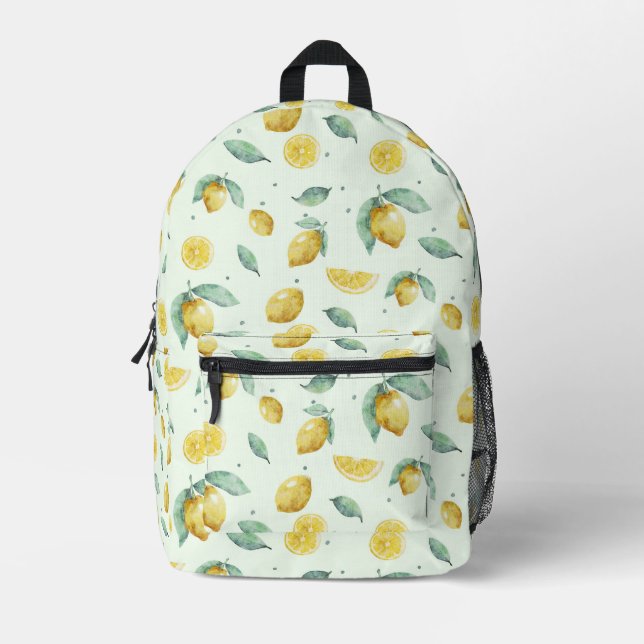 Watercolour lemons printed backpack (Front)