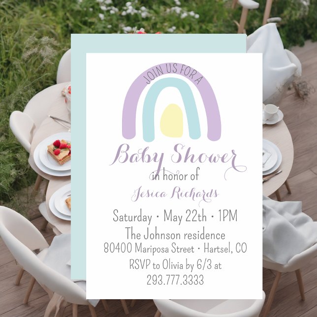 Watercolour lilac blue rainbow Baby Shower   Invitation (Creator Uploaded)