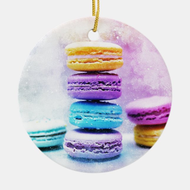 Watercolour Macaroon Food Abstract Ceramic Ornament (Front)