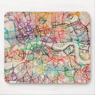 Watercolour Map of London Mouse Pad