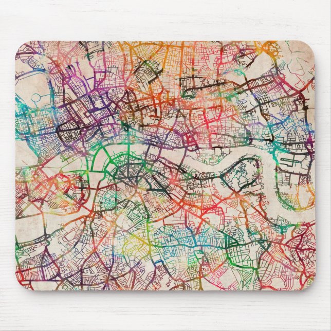 Watercolour Map of London Mouse Pad (Front)