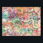 Watercolour Map of London Poster<br><div class="desc">London England Street Map</div>