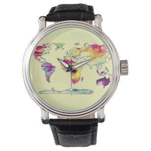 Watercolour map of world watch