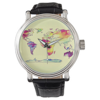 Watercolour map of world watch