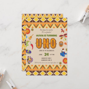 Watercolour Mexican theme first birthday Invitation