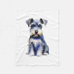 Watercolour Miniature Schnauzer Fleece Blanket