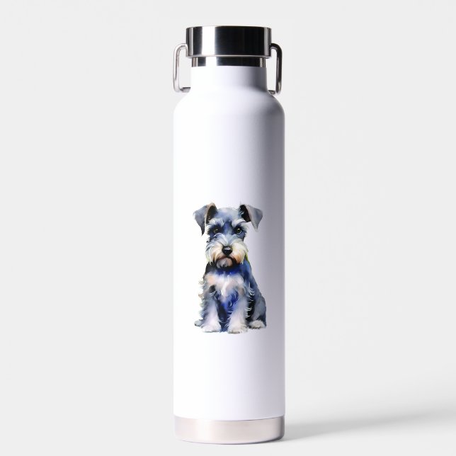 Watercolour Miniature Schnauzer  Water Bottle (Front)